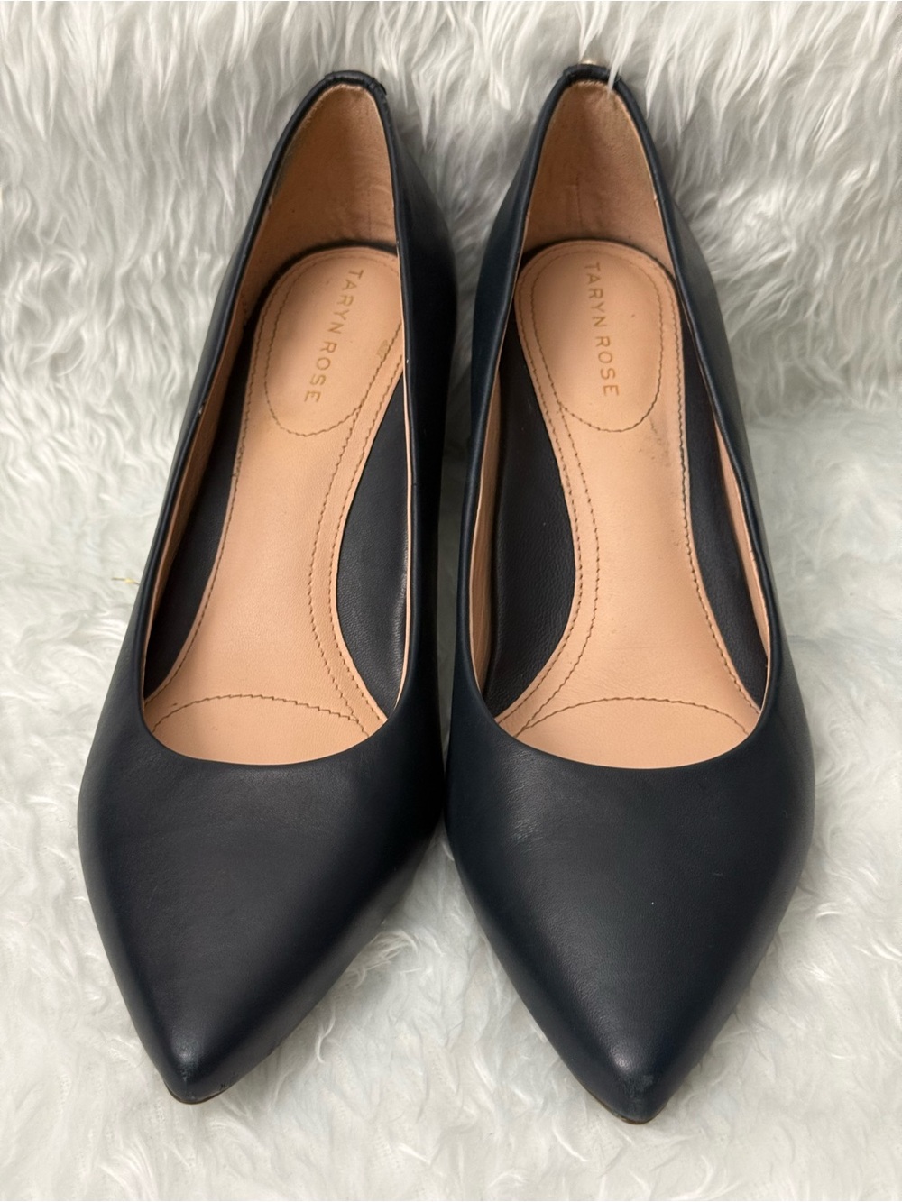 Taryn Rose Black Pointed Leather Pumps